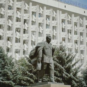 Sculpture in Front of Satbayev University Building in Almata, Kazakhstan